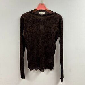 Floral Burnout Knit Mesh Mock Neck Top - K1102